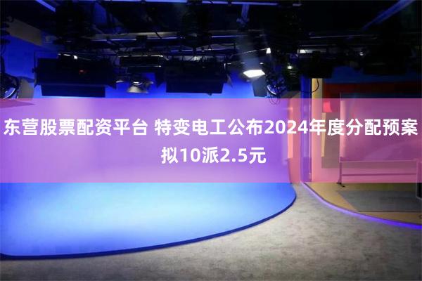 东营股票配资平台 特变电工公布2024年度分配预案 拟10派2.5元